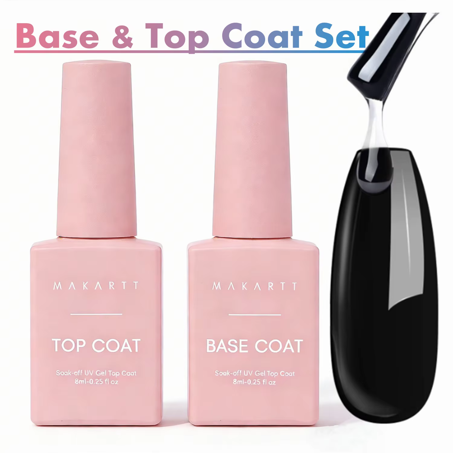 Kit de vernis à ongles gel noir et blanc, à retirer par trempage, pour manucure LED, DIY, salon, nai