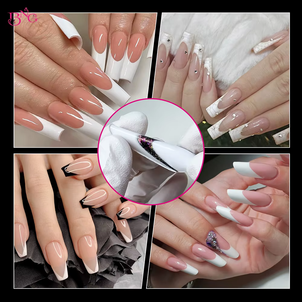 Coussinets en Silicone souple réutilisables, pochoir français, autocollant pour Gel pour ongles Poly