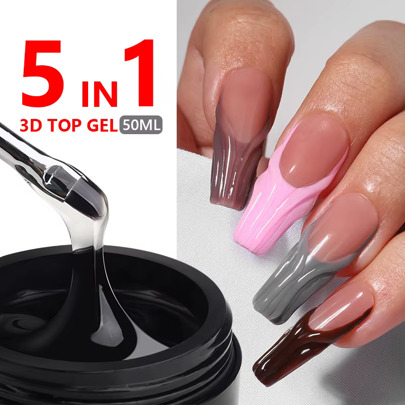 MSHARE 3D couche de finition Gel 50ml 5 en 1 strass sans lingette goutte d'eau UV/LED Gel à tremper