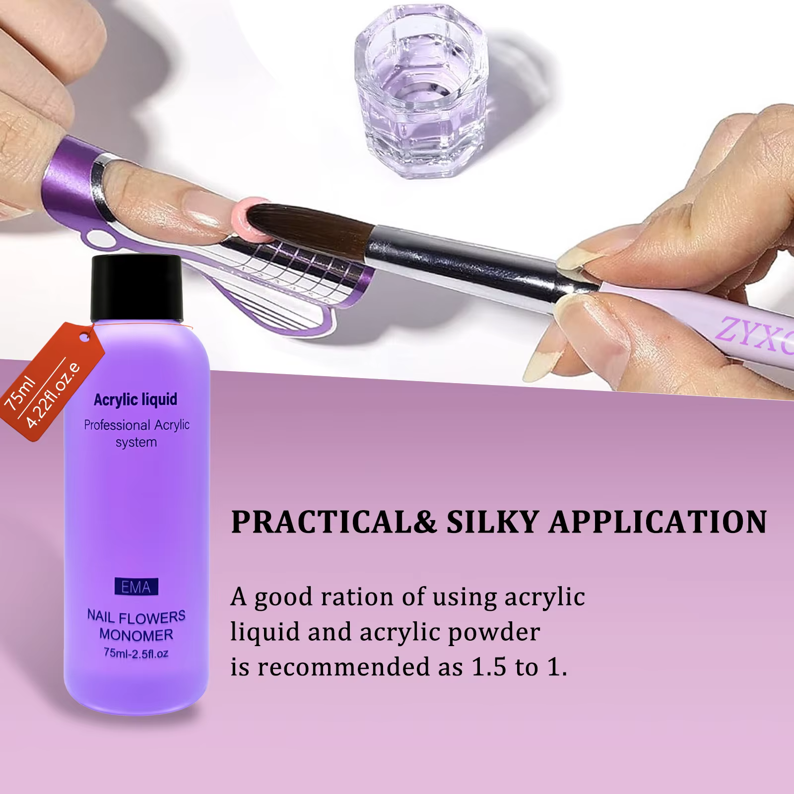 EMA – cristal monomère liquide acrylique pour ongles, 40ml/75ml/120ml, pour Nail Art, Extension de p