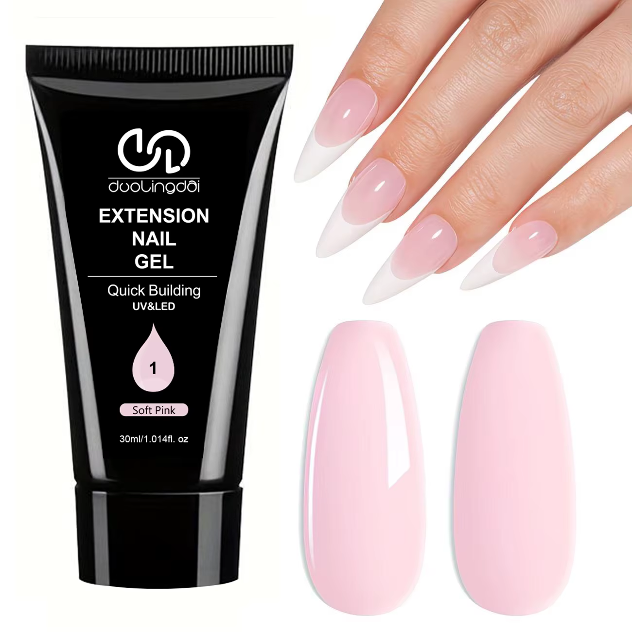 DOULINGDAI Gel d'extension d'ongles 30ml, Polygel pour extensions d'ongles et nail art, Blanc, Trans