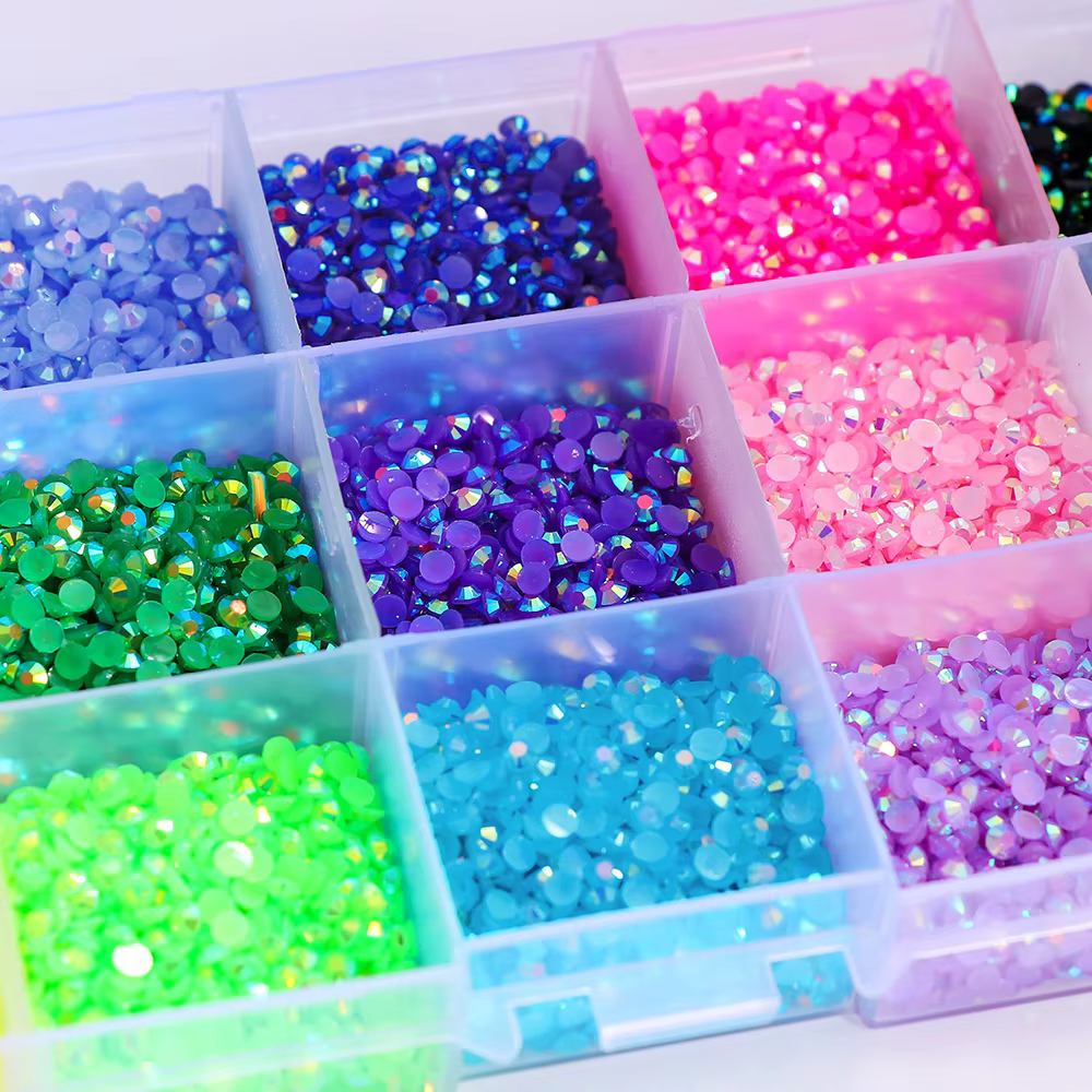 15000 pièces 3mm AB gelée ongles Strass résine dos plat coloré paillettes breloques accessoires bric