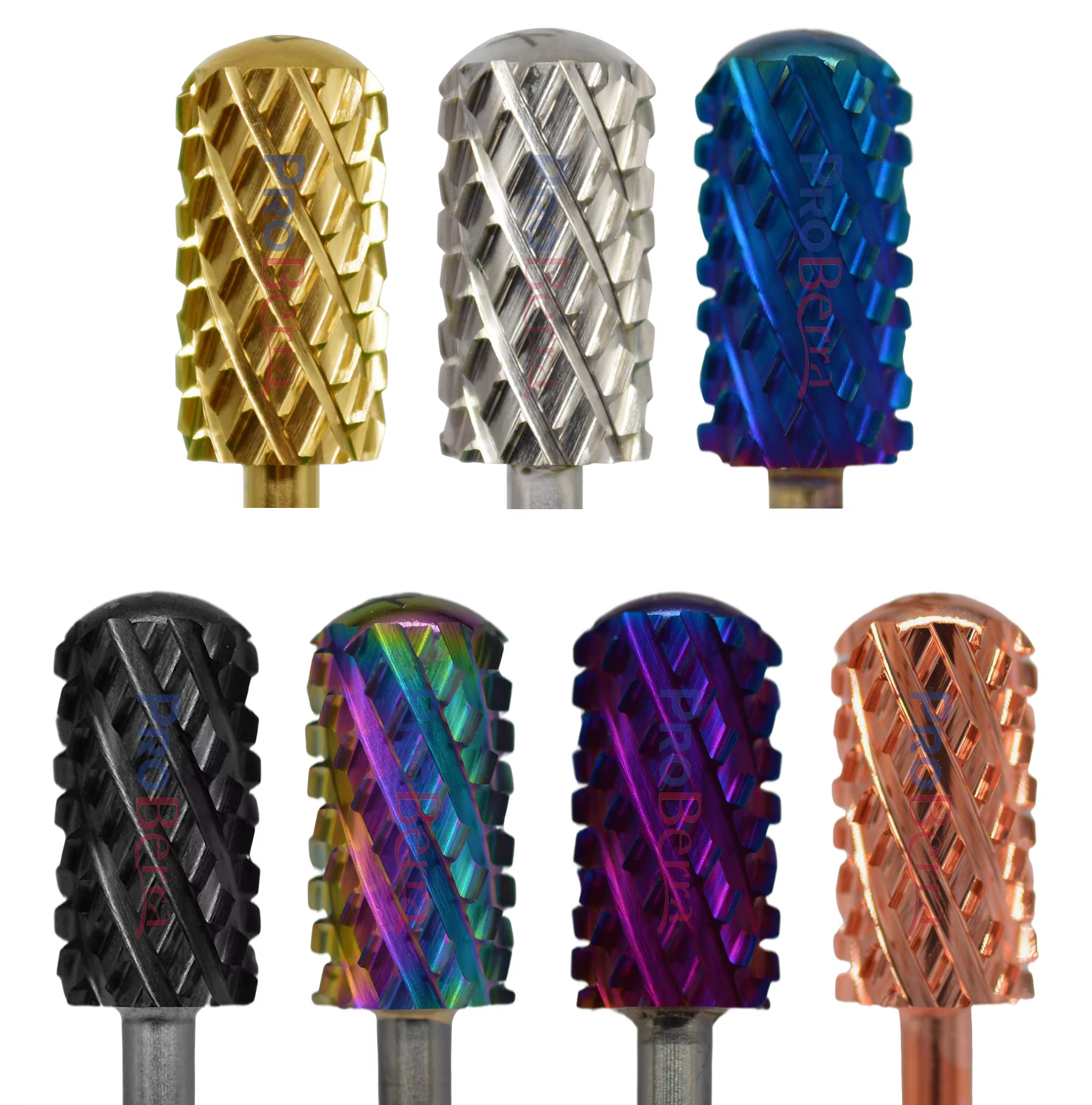 RolinStar 6.6 Grande fraise à ongles ronde 4XC Or Argent Violet foncé Bleu Arc-en-ciel Or rose 7 cou