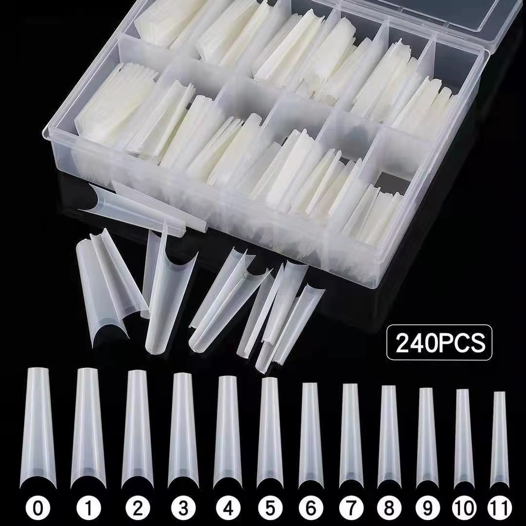 XXL – pointes de forme carrée longues et droites pour faux ongles en acrylique, avec boîte, pointes