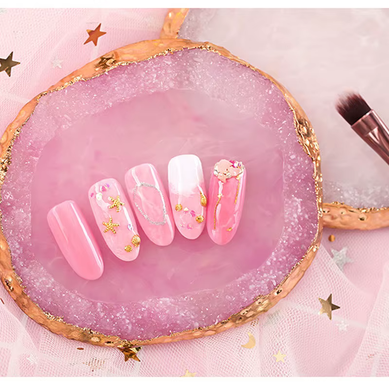Palette de couleurs d'ongles en pierre d'agate, Palette de mélange de Gel et de vernis, plaque de pe
