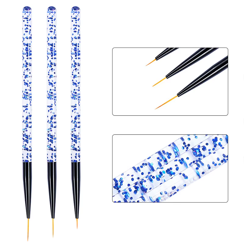 3 pièces/ensemble acrylique français rayure Nail Art ligne peinture stylo 3D conseils manucure mince