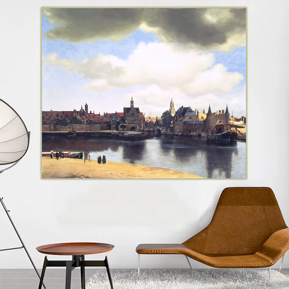 Toile de Peinture à l'Huile de Johannes Vermeer "Vue de Delft, 1661 Pouces, Affiche Imprimée, Décora