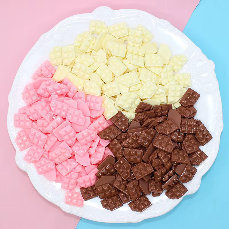 20 pièces ongles mignon breloques résine chocolat en forme de résine grands strass pour acrylique 3D