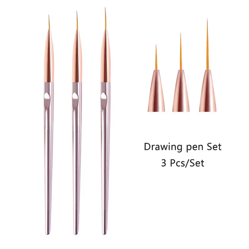 3 pièces/ensemble acrylique français rayure Nail Art ligne peinture stylo 3D conseils manucure mince