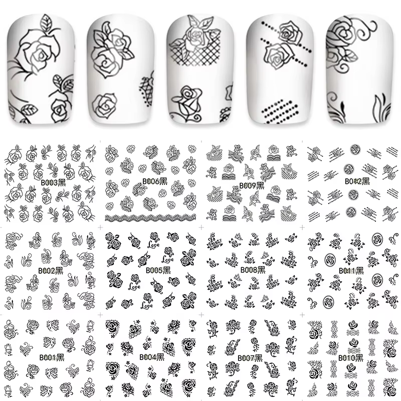Décalcomanies à l'eau pour ongles, 12 modèles, texte russe, lèvres et doigts Sexy, curseur de transf