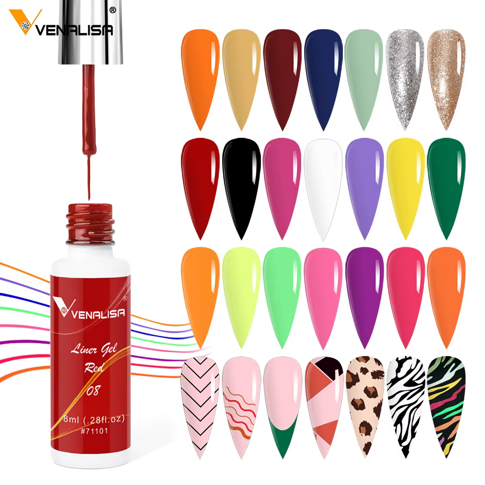 Venalisa Liner Gel 8ml vernis à ongles français UV LED peinture Gel Nail Art Design magnifique paill