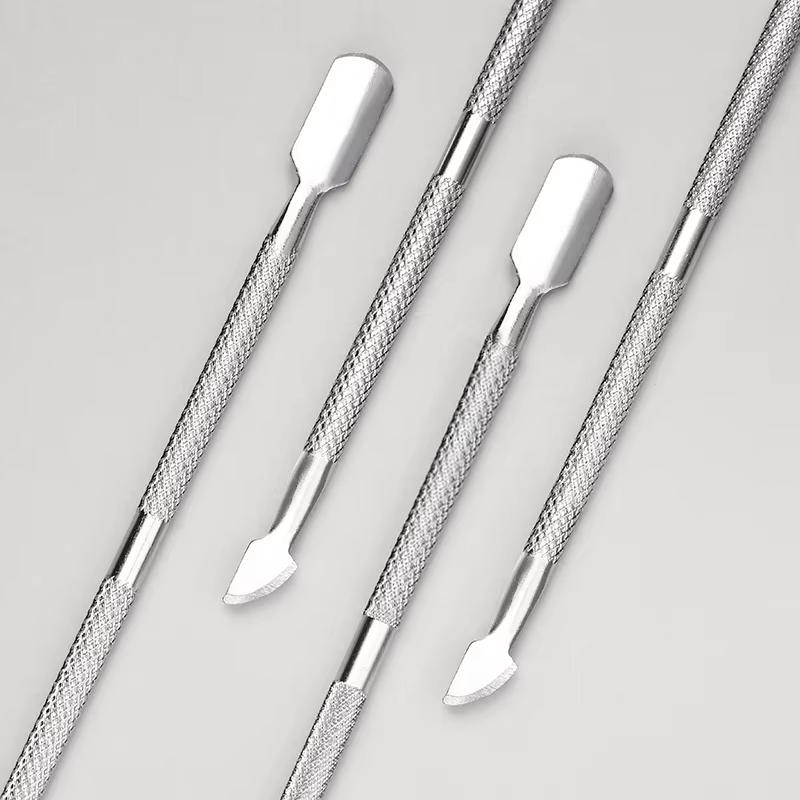 Poussoir à cuticules à Double extrémité en acier inoxydable, dissolvant de peau morte pour pédicure