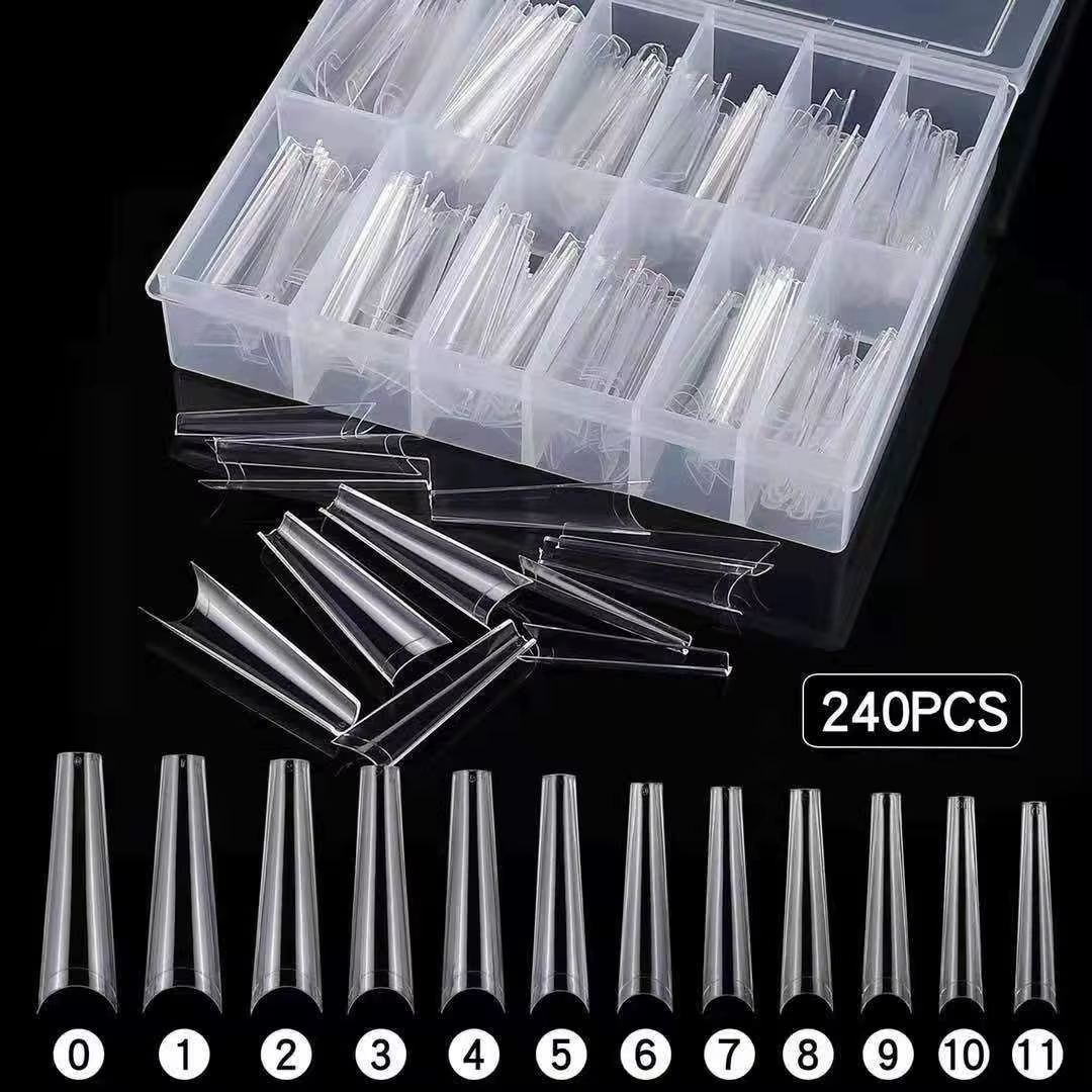XXL – pointes de forme carrée longues et droites pour faux ongles en acrylique, avec boîte, pointes