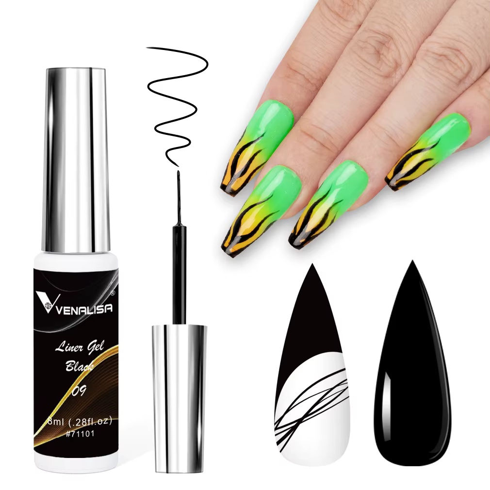 Venalisa Liner Gel 8ml vernis à ongles français UV LED peinture Gel Nail Art Design magnifique paill