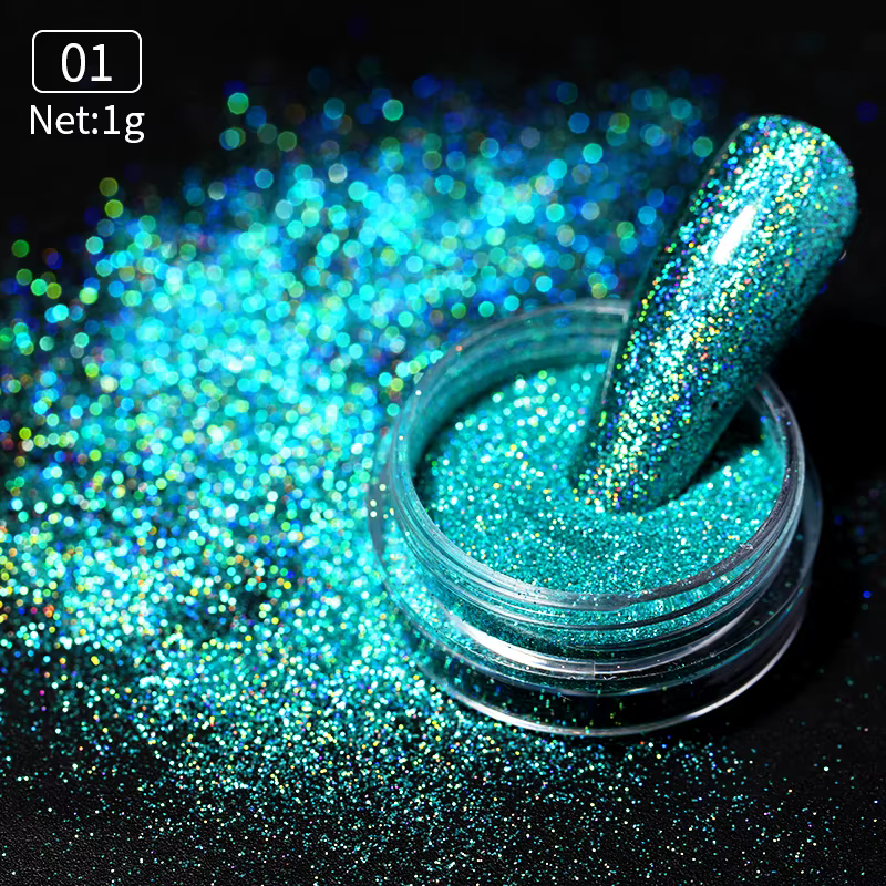 Poudre d'or et d'argent pour Nail Art, paillettes, Rose, champagne, vernis Gel UV, poussière, effet 
