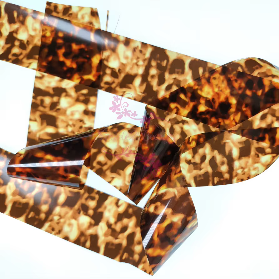 1 Rouleau 100M*4CM Film de Transfert Translucide Motif Écaille de Tortue Ambre, Papier Ciel Étoilé p