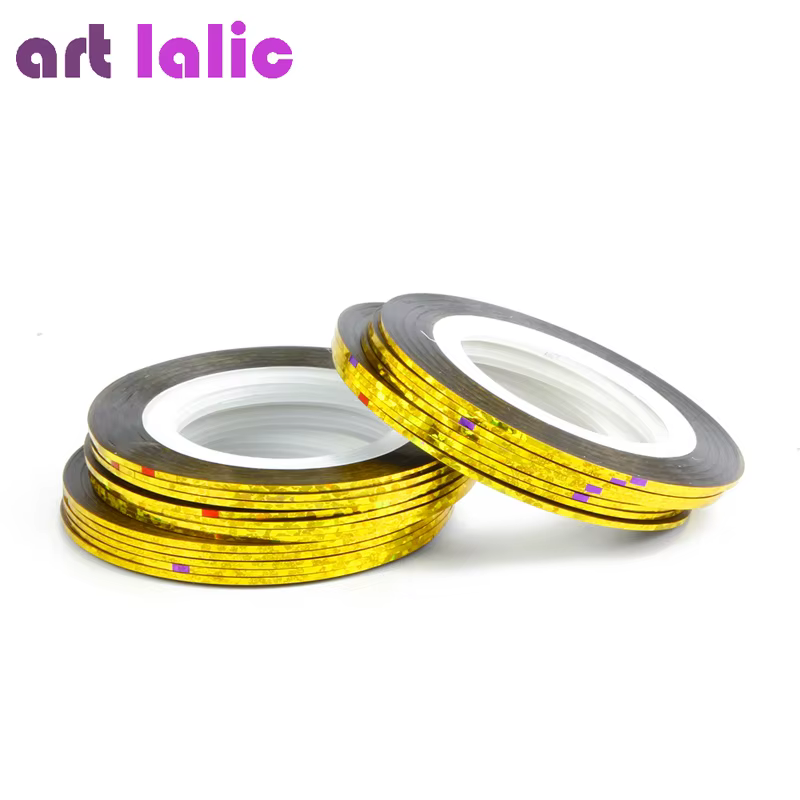 Autocollants de bande à rayures pour Nail Art, décalcomanies pour Gel UV, vernis à paillettes, 1 feu