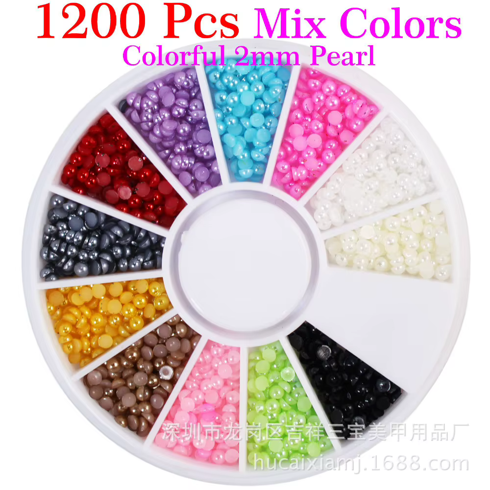 12 couleurs de décoration d'ongles en perles, outil de nail art, strass pour ongles de couleurs méla