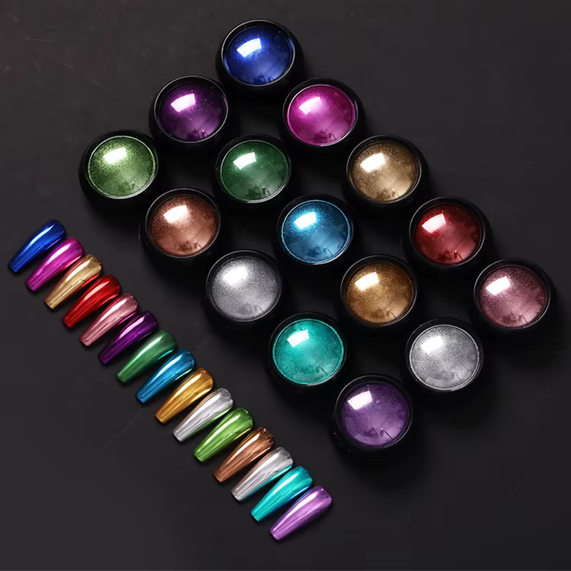 Poudre d'or et d'argent pour Nail Art, paillettes, Rose, champagne, vernis Gel UV, poussière, effet