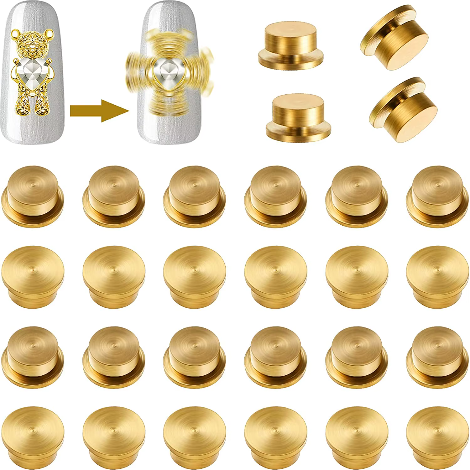 15 pièces rotatif ongles breloques 3D Nail Art rotatif charme rotatif roulement Nail Art outil ongle
