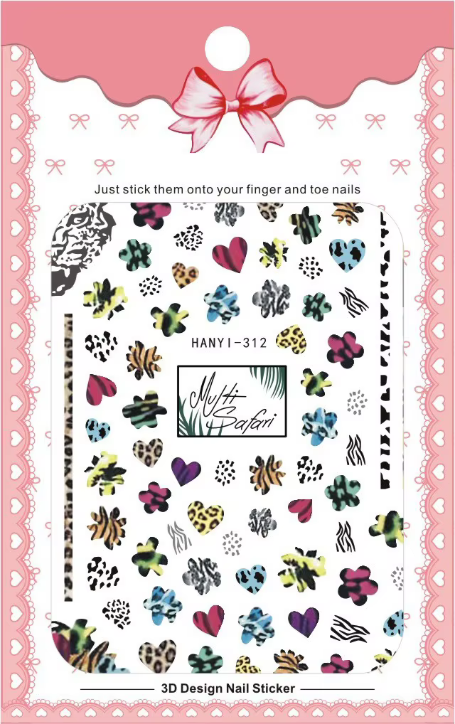 Autocollants pour ongles en forme d'animaux, ensemble de manucure, imprimé zèbre et léopard, motif A