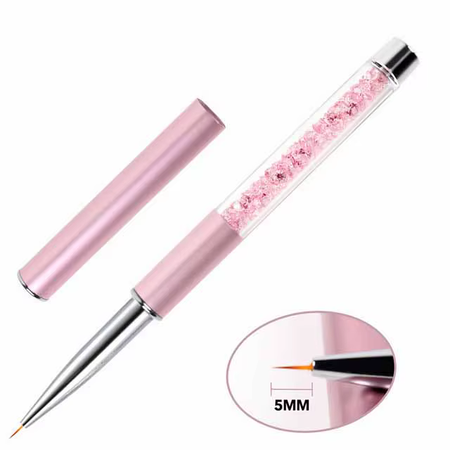 BQAN Pinceau à gel pour nail art avec manche en cristal rose 5/7/9/11/15 mm, stylo pinceau à gel pou