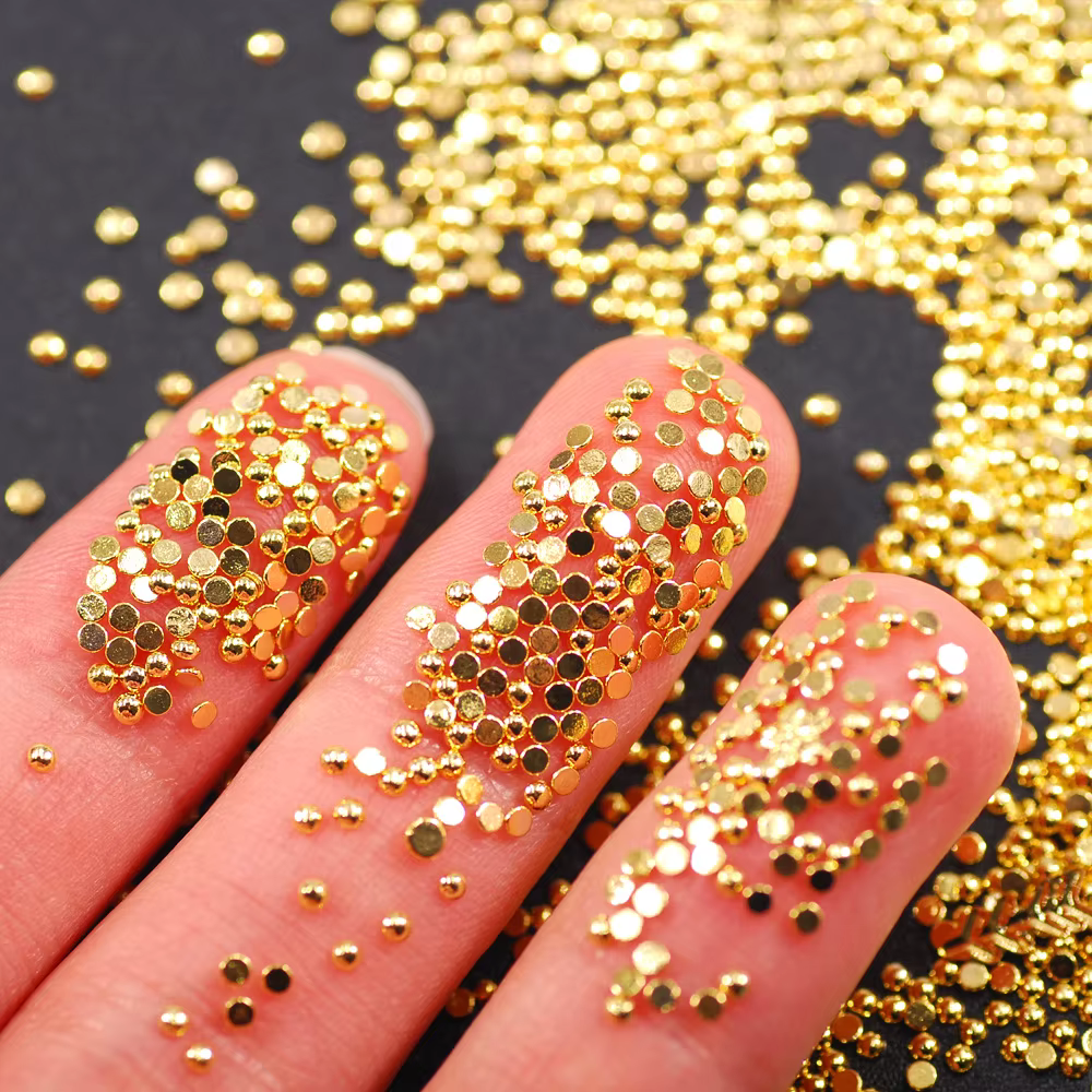 Perles en alliage de métal pour manucure, breloques 3D pour nail art, pierres précieuses, or, 1000,