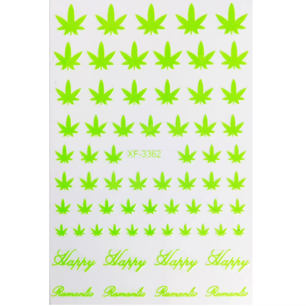 Autocollants adhésifs 3D pour Nail Art, Pot de feuille de mauvaises herbes, décoration de manucure p