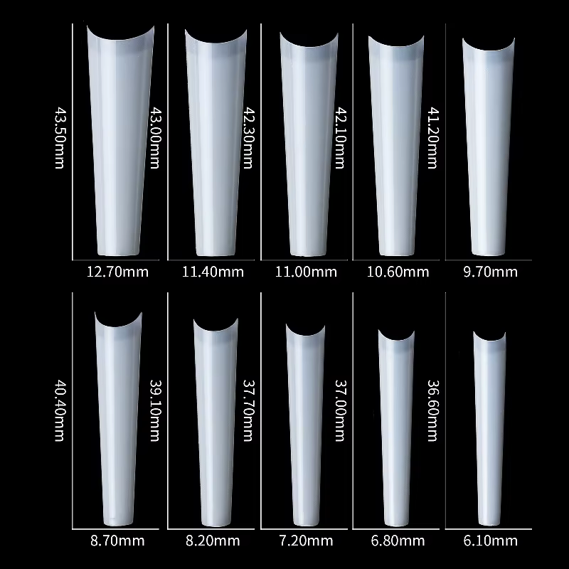 500 pièces XXL Longues capsules d'ongles artificiels en acrylique, courbe C, transparentes, naturell