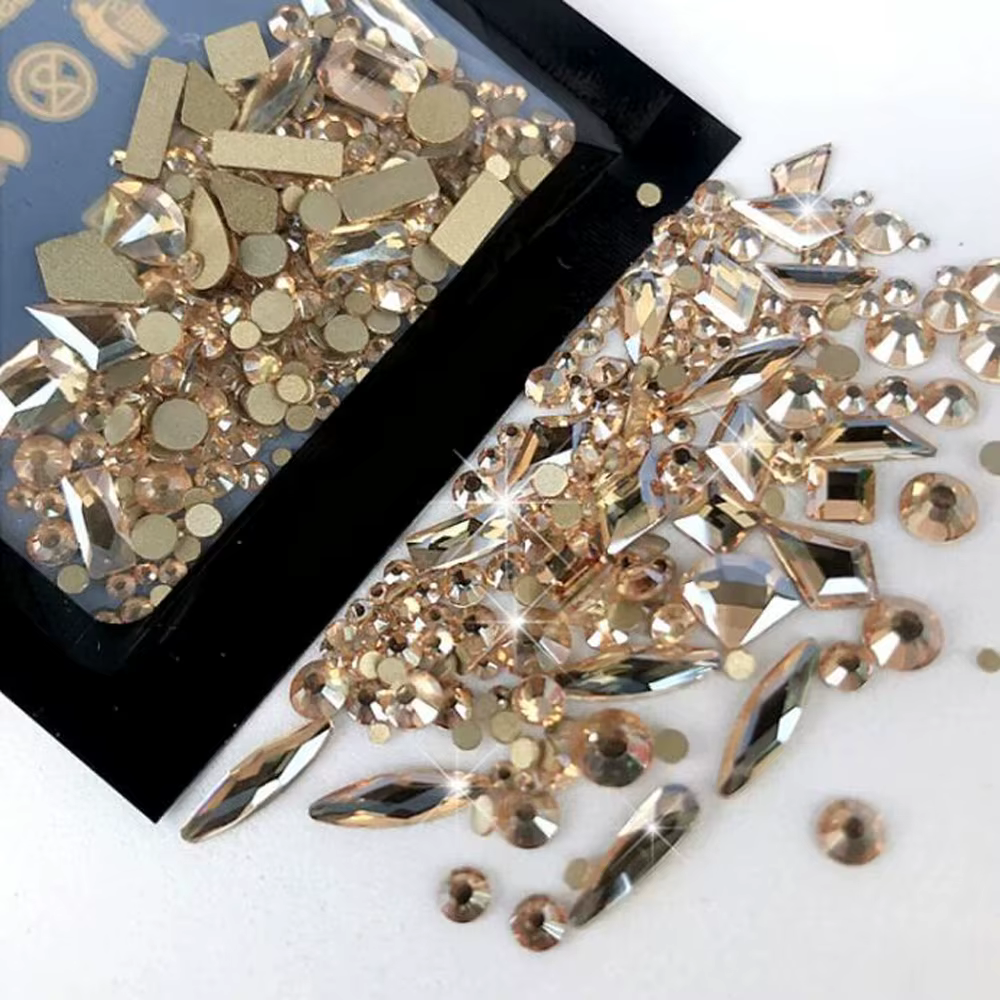 Strass pour Nail Art en verre AB à dos plat, 180 pièces, pierres de diamant mélangées multi-formes,