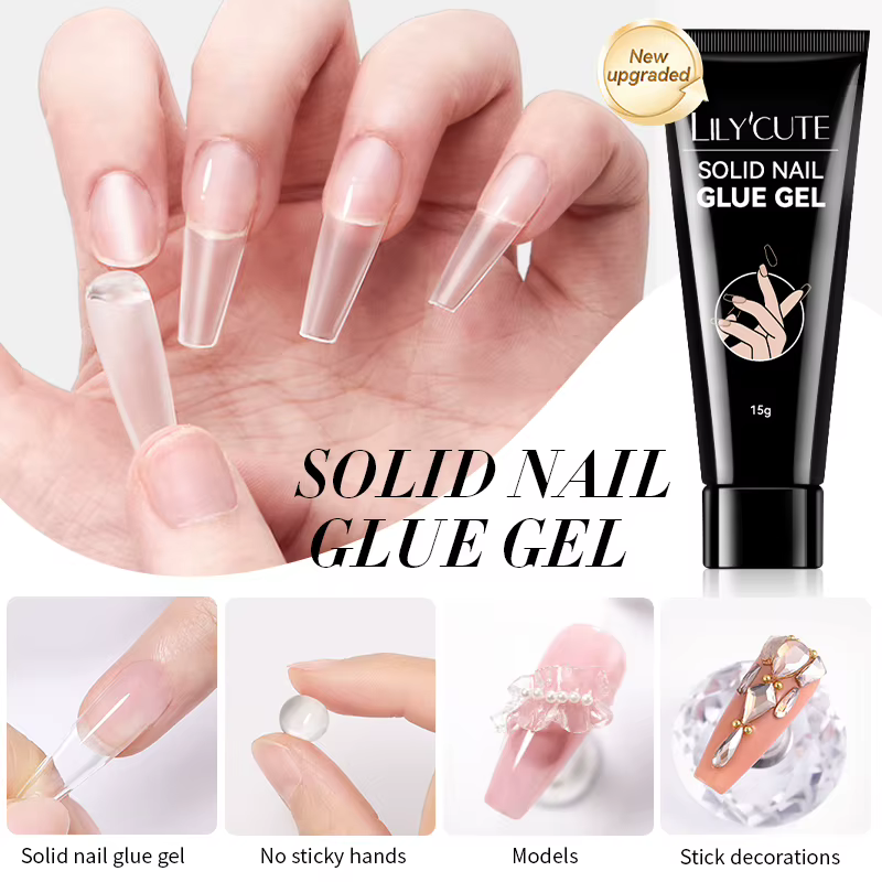 LILYCUTE 1/2/3 pièces 15g colle à ongles solide Gel pour pointe d'ongle presse sur les ongles longue