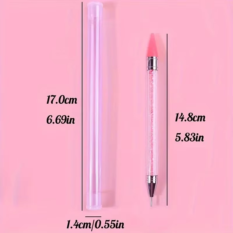 Brosse à ongles pour manucure, stylo à Double tête, stylo à pointe de peinture à points, cueilleur d