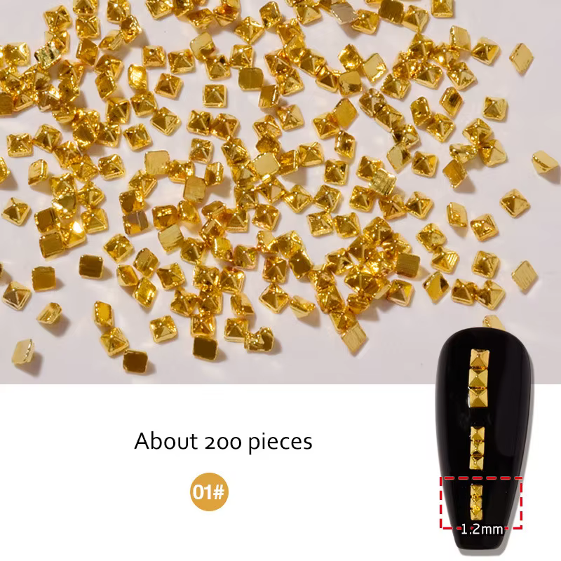 200 pièces/sac rivetage ongles ornement or argent cristal diamant ongles strass multi-tailles gemmes