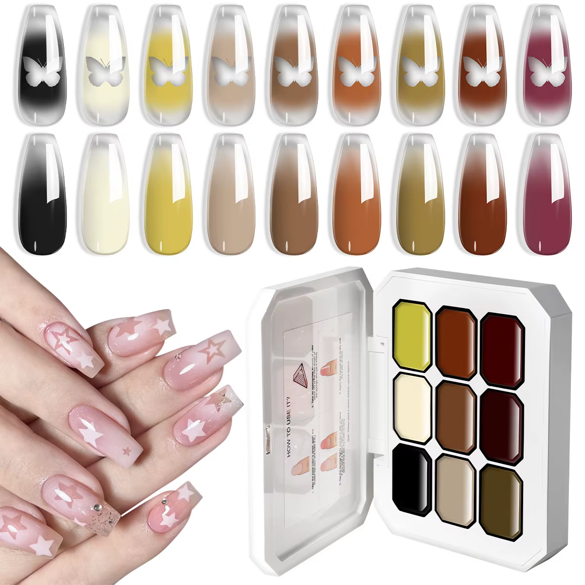 LIMEGIRL 9 couleurs dégradé peinture Gel Nail Art dégradé couleur bricolage Design Gel rapide fleur