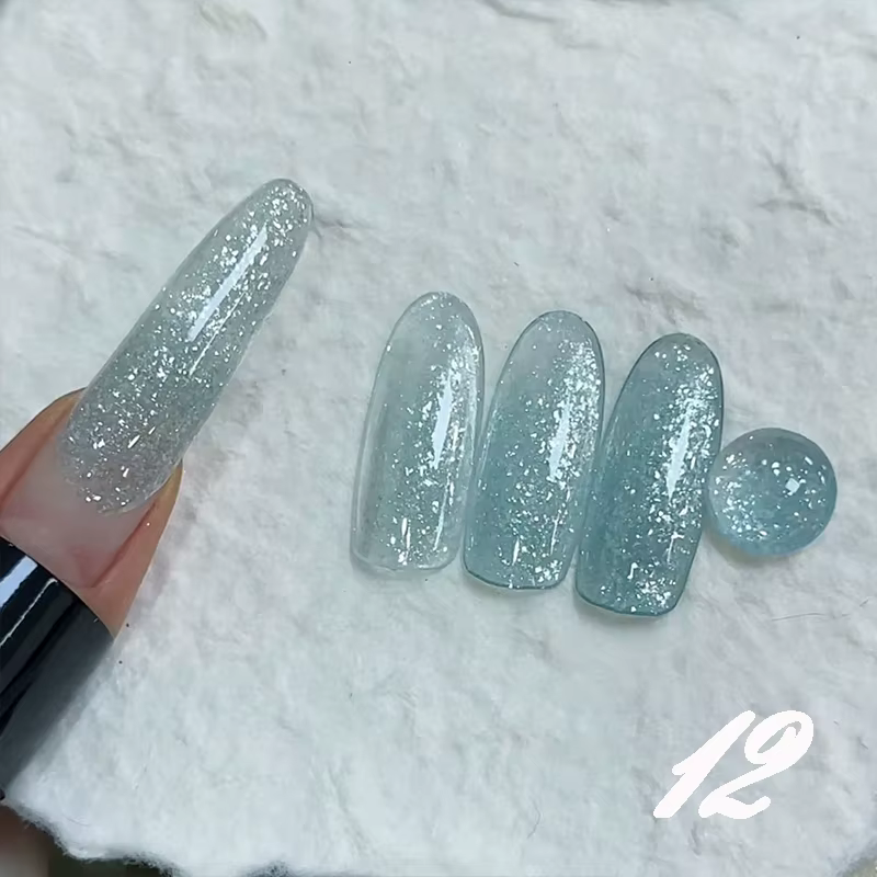 Vernis gel opale scintillant flocon de neige 15 ml, gel UV, adapté aux manucures françaises, aux tec
