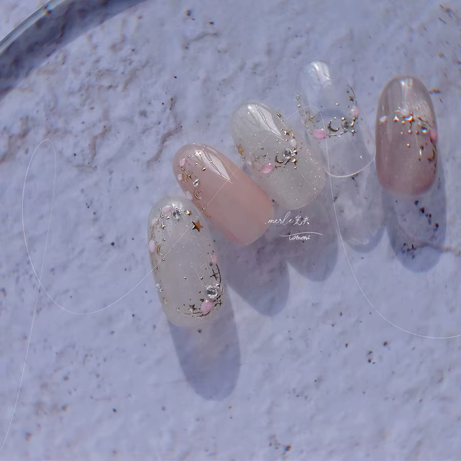 1 pièces 5D étoile lune ongles autocollants Kawaii rose rétro bronzant Nail Art autocollant décorati