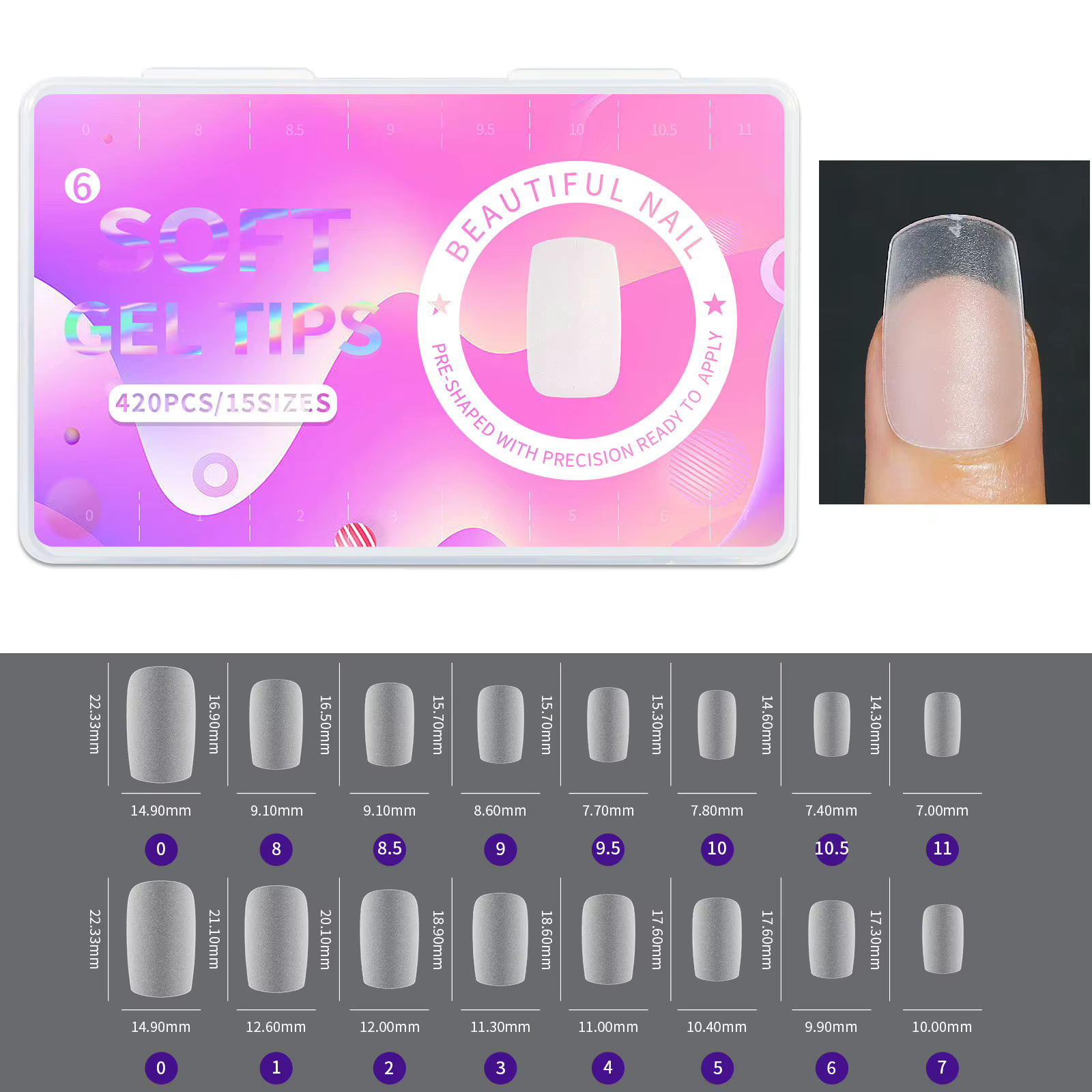 420 pièces/boîte Version givrée faux ongles presse sur ongles acryliques amande taille mixte Style c