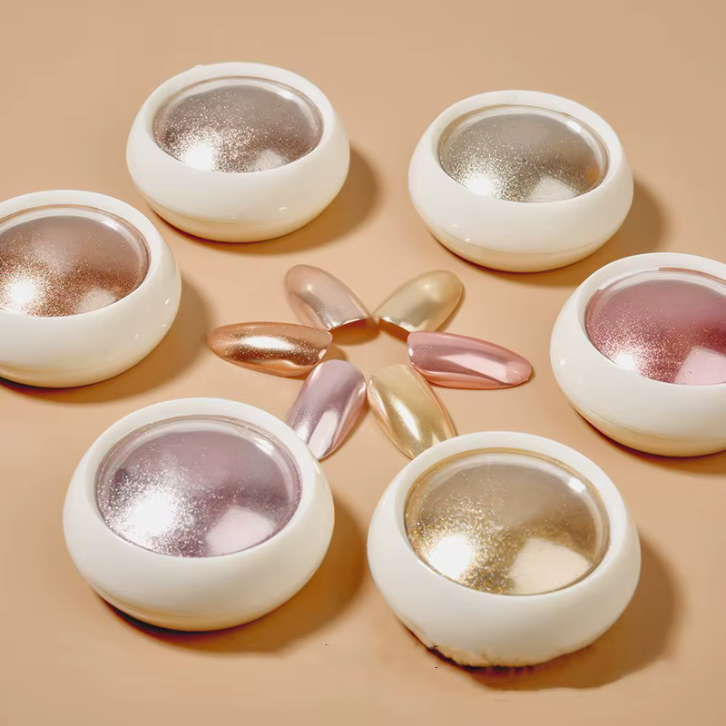 6 pièces fantaisie miroir effet chromé poussière métallique bébé rose vitré manucure décoration réfl