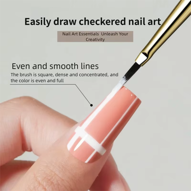 Ensemble de pinceaux pour Nail Art à carreaux français, stylo à dessin à motif de grille de ligne po