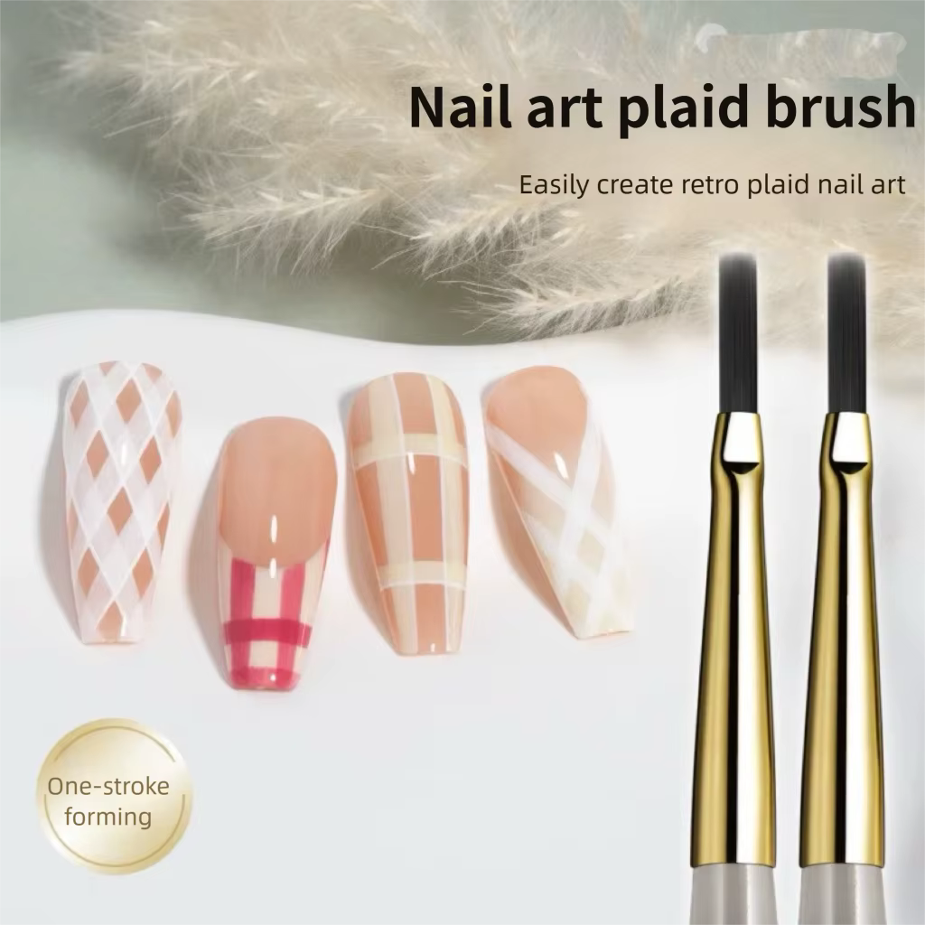 Ensemble de pinceaux pour Nail Art à carreaux français, stylo à dessin à motif de grille de ligne po