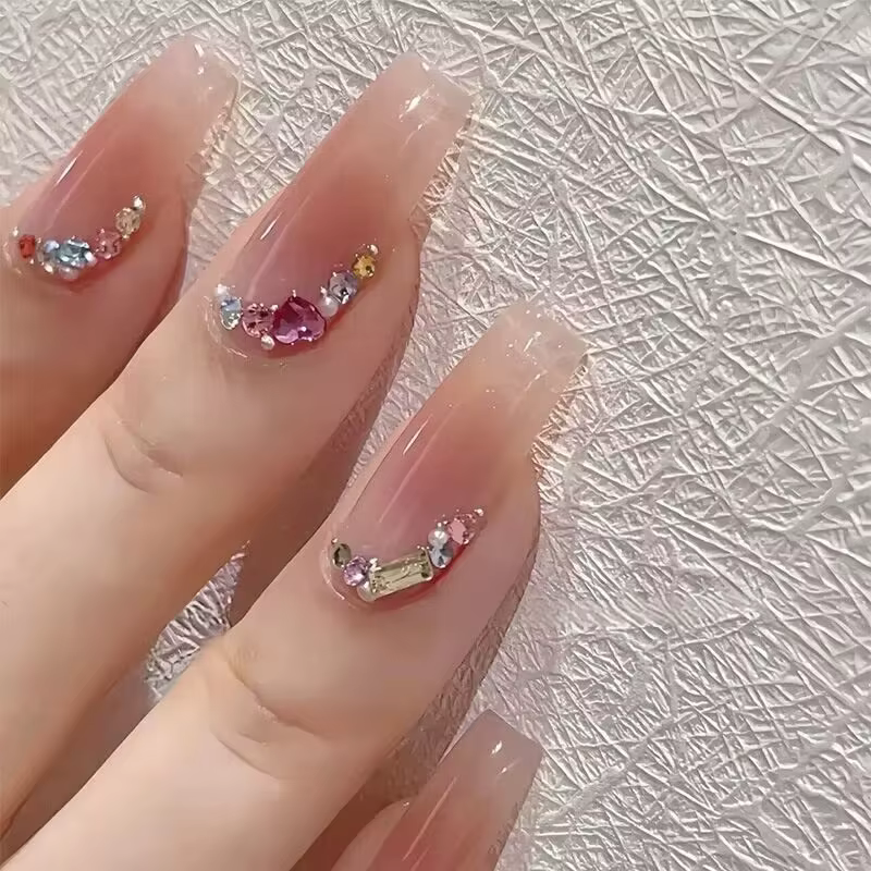 Mini biscuits 3D en verre pour nail art, 100 pièces/sac, multi-saillies, clair/AB/rouge/or, Rotterda