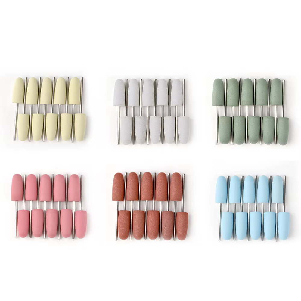 Foret à ongles en Silicone, ensemble de fraises en caoutchouc pour manucure et pédicure, tampon à on