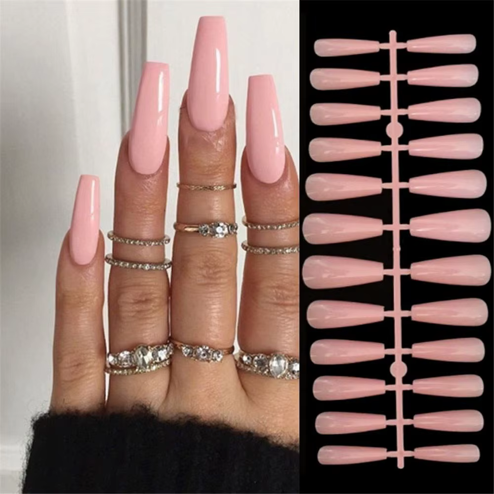 Faux Ongles Courts à Couverture Complète, Blanc Français, Poignée Amovible, à Pression, 24 Pièces, N