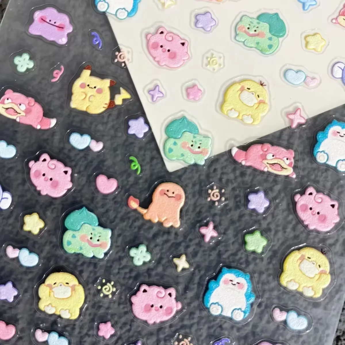 Autocollants pour ongles Pokemon Pikachu, en relief 5D, pour Nail Art, tasse d'eau, coque de télépho