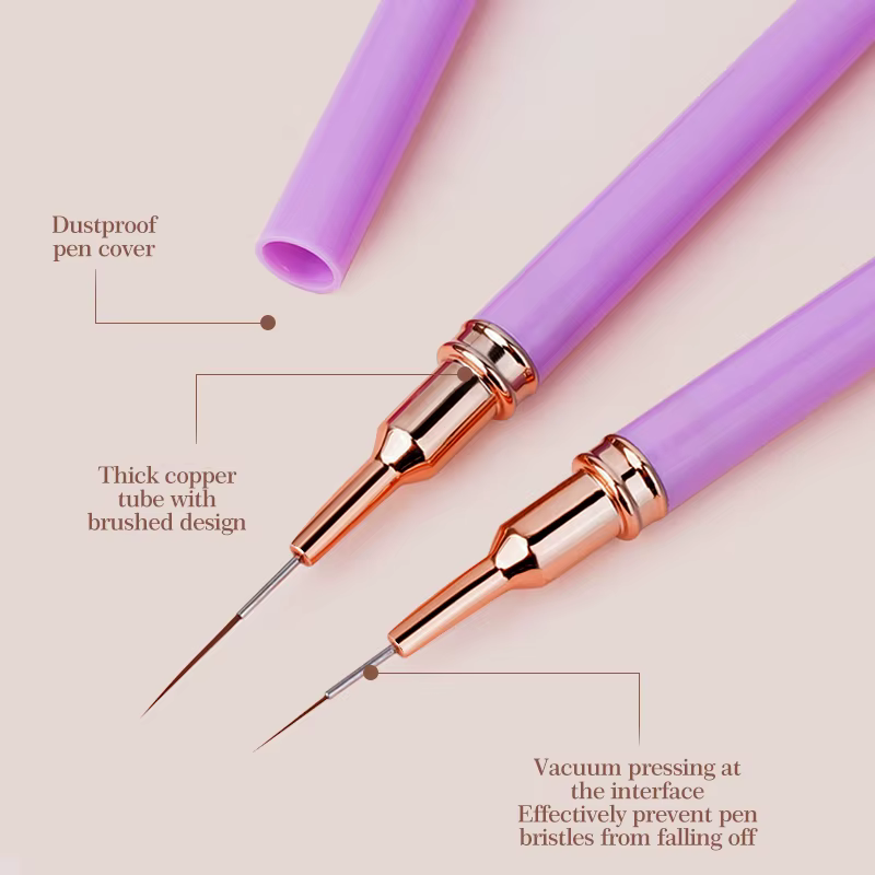 Ensemble de pinceaux pour Nail Art, 5 pièces, Kits de pinceaux pour ongles en Gel UV, ligne à rayure
