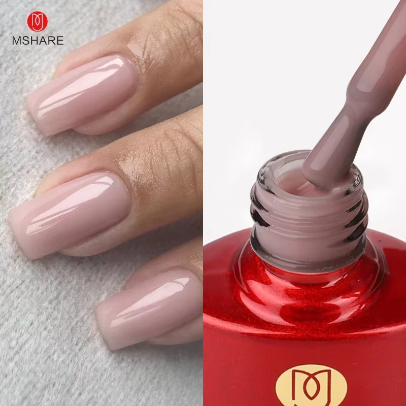 MSHARE Gel de Base en caoutchouc rose laiteux Camouflage couleur manteau tremper les ongles Gels ver