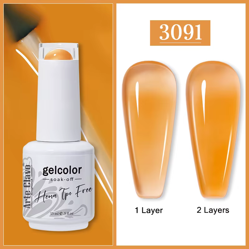 Vernis à ongles semi-permanent Arte Clavo 15ml en gelée, couleurs blanc, rouge, violet, naturel, tra