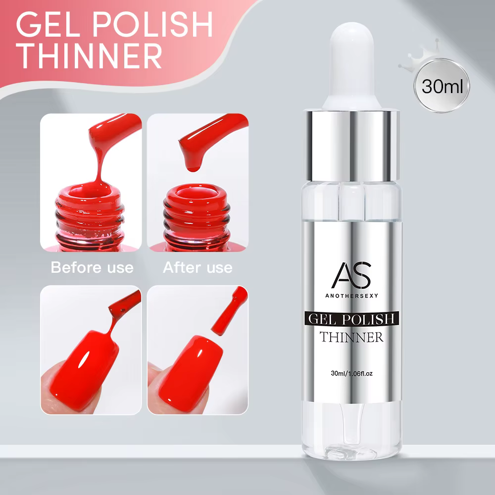AS 30ml Diluant Gel Transparent 30G pour Vernis à Ongles, Gel Professionnel pour Réglage de la Consi