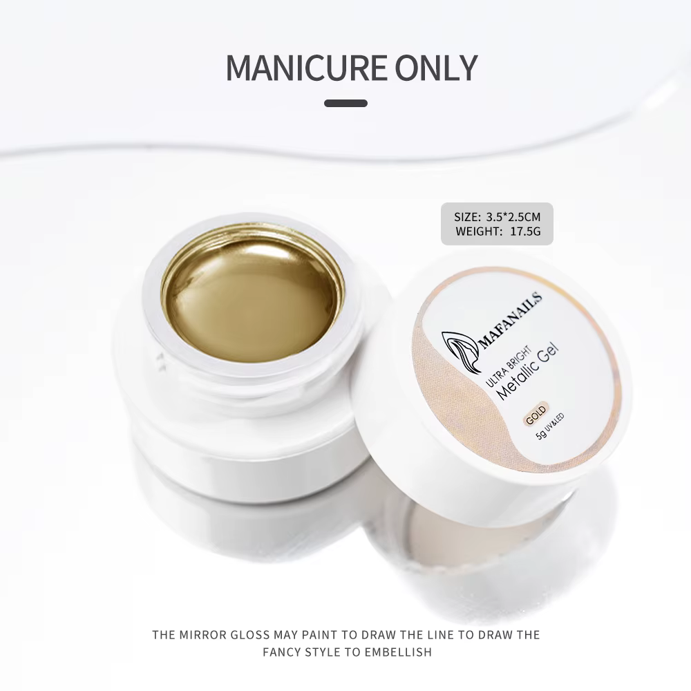 Vernis à ongles Gel métallique argenté, 5Ml, Y2K, effet miroir scintillant, doublure, dessin de fleu