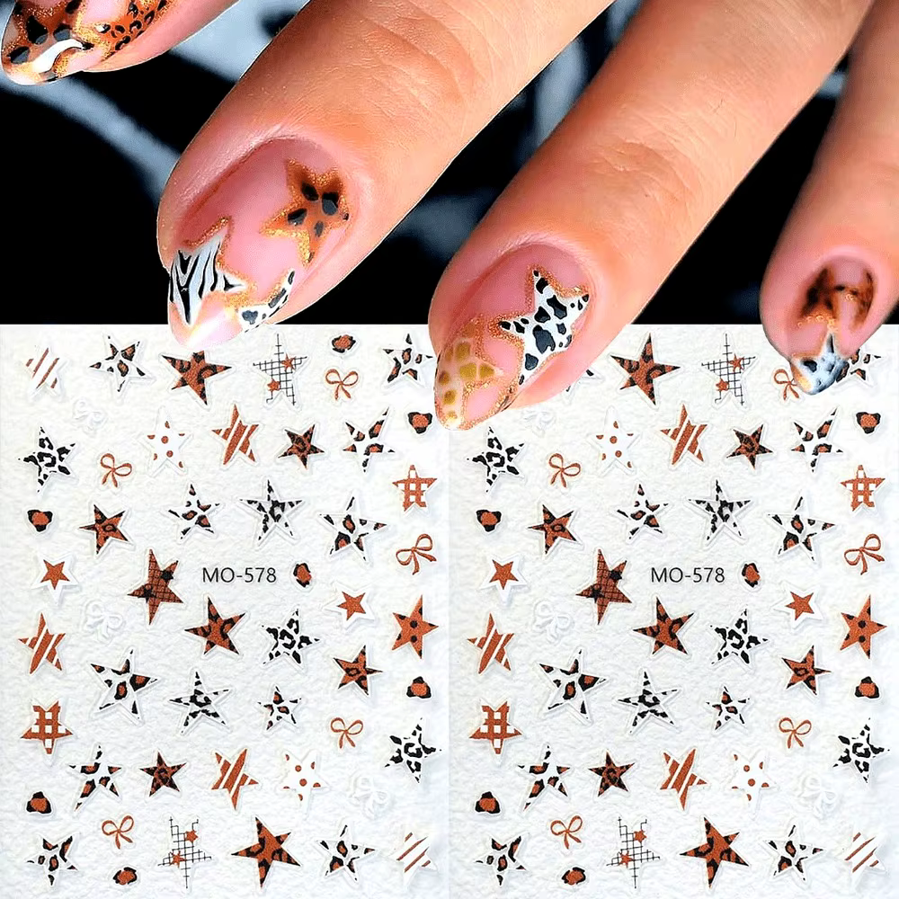 Autocollants pour ongles en relief avec des motifs floraux et d'animaux de plage d'été, utilisés pou
